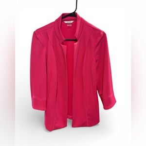 TANJAY Women’s Textured Knit Open Front Blazer Jacket Pink 3/4 Sleeve Career